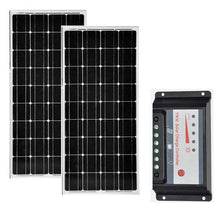 Load image into Gallery viewer, Kit Solar Panneau Solaire 100w 12v 2 Pcs Panneaux Solaire 24v  200w Solar Charge Controller 12v/24v 20A Camping Car Caravan Boat