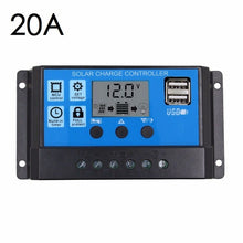 Load image into Gallery viewer, 12V 24V LCD Display Dual USB Solar Panel Charger Controller PWM Charge Regulator Automatic Recovery Type without Damaging 10-30A
