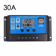 Load image into Gallery viewer, 12V 24V LCD Display Dual USB Solar Panel Charger Controller PWM Charge Regulator Automatic Recovery Type without Damaging 10-30A